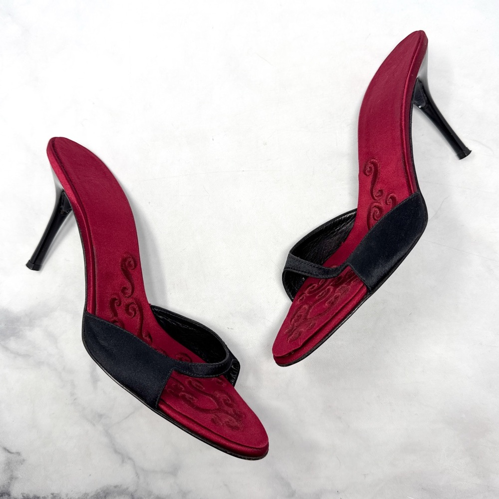 Giuseppe Zanotti Vicini Vintage Y2K Silk Satin Minimalist Slide Mule Sandal Heel - Picture 8 of 15